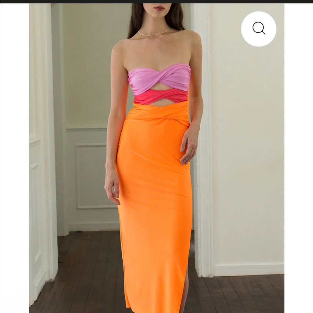 contrast front midi dress